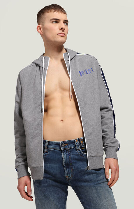 Men's hoodie sweatshirt, DARK GREY MELANGE, hi-res-1