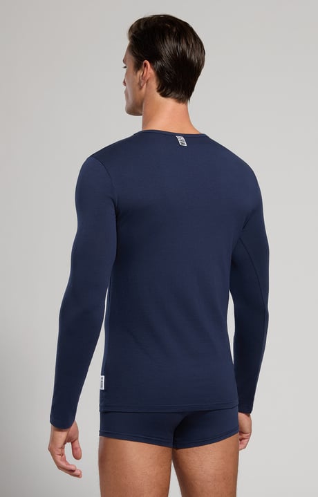 Men's long-sleeve undershirt, NAVY, hi-res-1