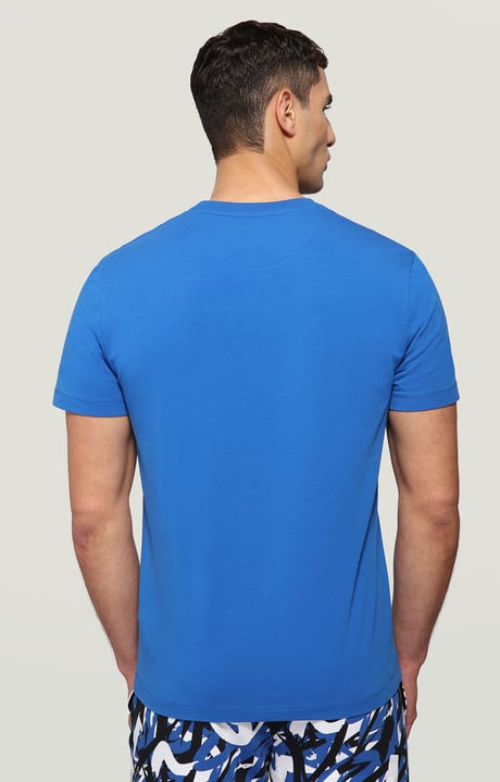 Men's T-shirt with rubber print, BLUE Men's T-shirt with rubber print, BLUE, hi-res-1