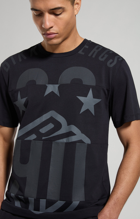 Men's T-shirt with intarsia, ANTHRACITE, hi-res-1