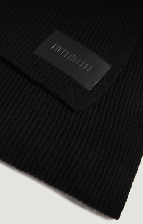Men's scarf with patch 25x180 cm, BLACK Men's scarf with patch 25x180 cm, BLACK, hi-res-1
