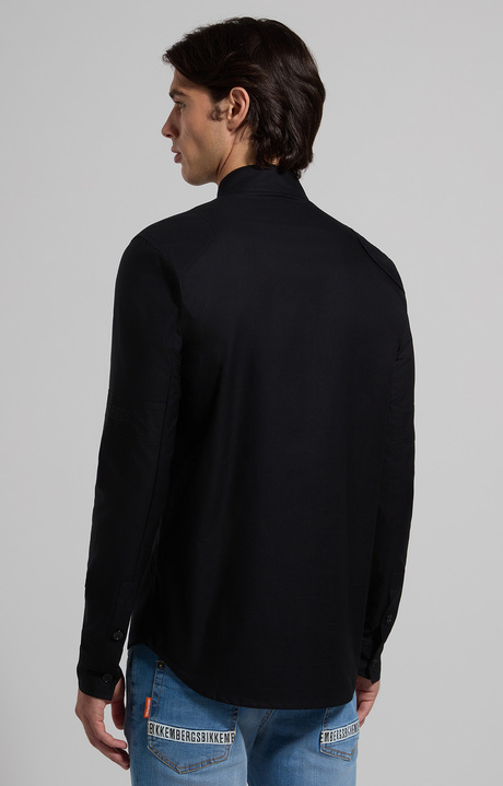 Men’s shirt with band collar, BLACK, hi-res-1