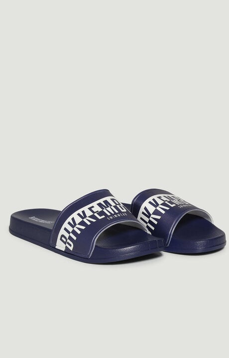 bikkembergs Blue Men's Pool Sliders with Double Tape
