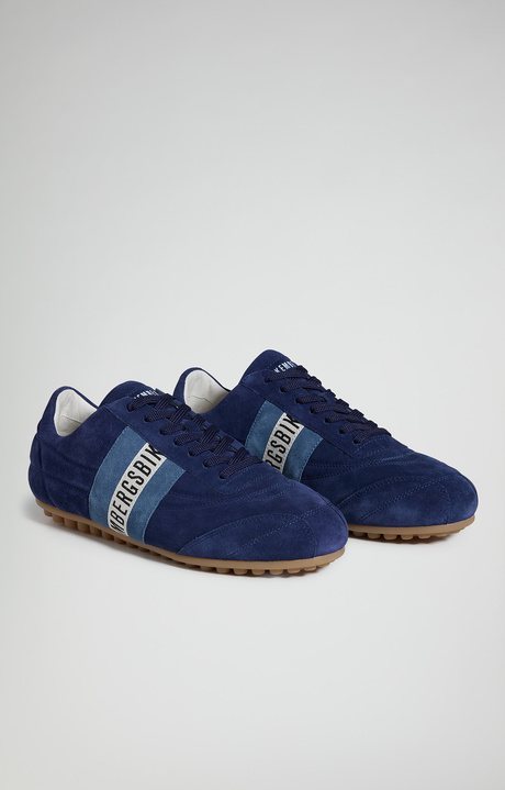 Men's Soccer suede leather sneakers, NAVY, hi-res-1