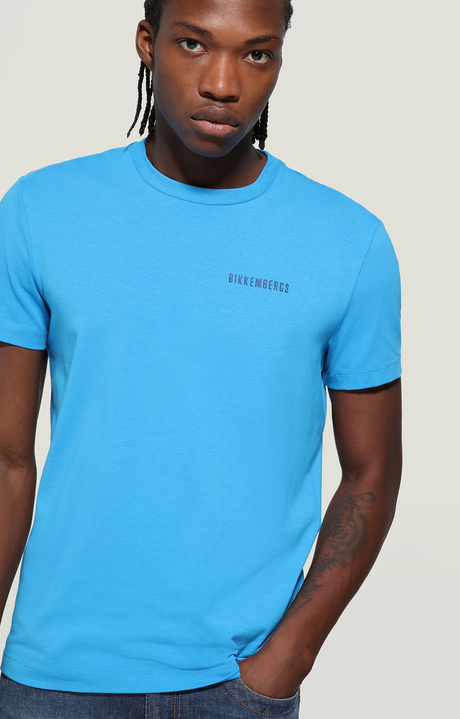 T-shirt uomo stampa gommata, AZURE, hi-res-1