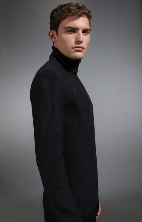 bikkembergs Grey Men's dark grey turtleneck sweater