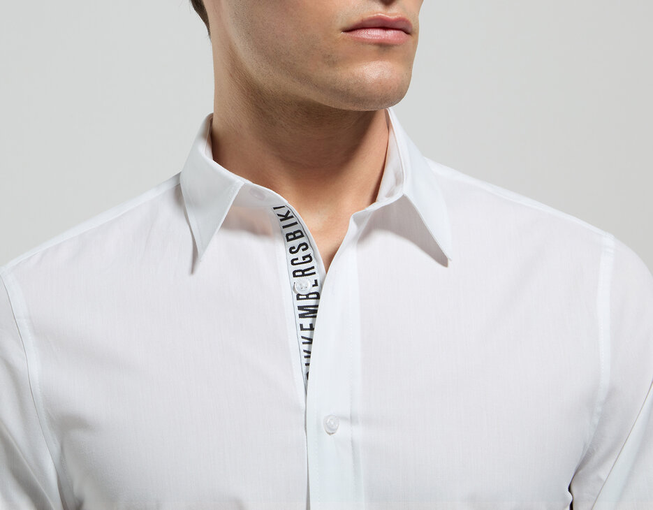 Men's slim fit gingham shirt, WHITE Men's slim fit gingham shirt, WHITE, hi-res-1