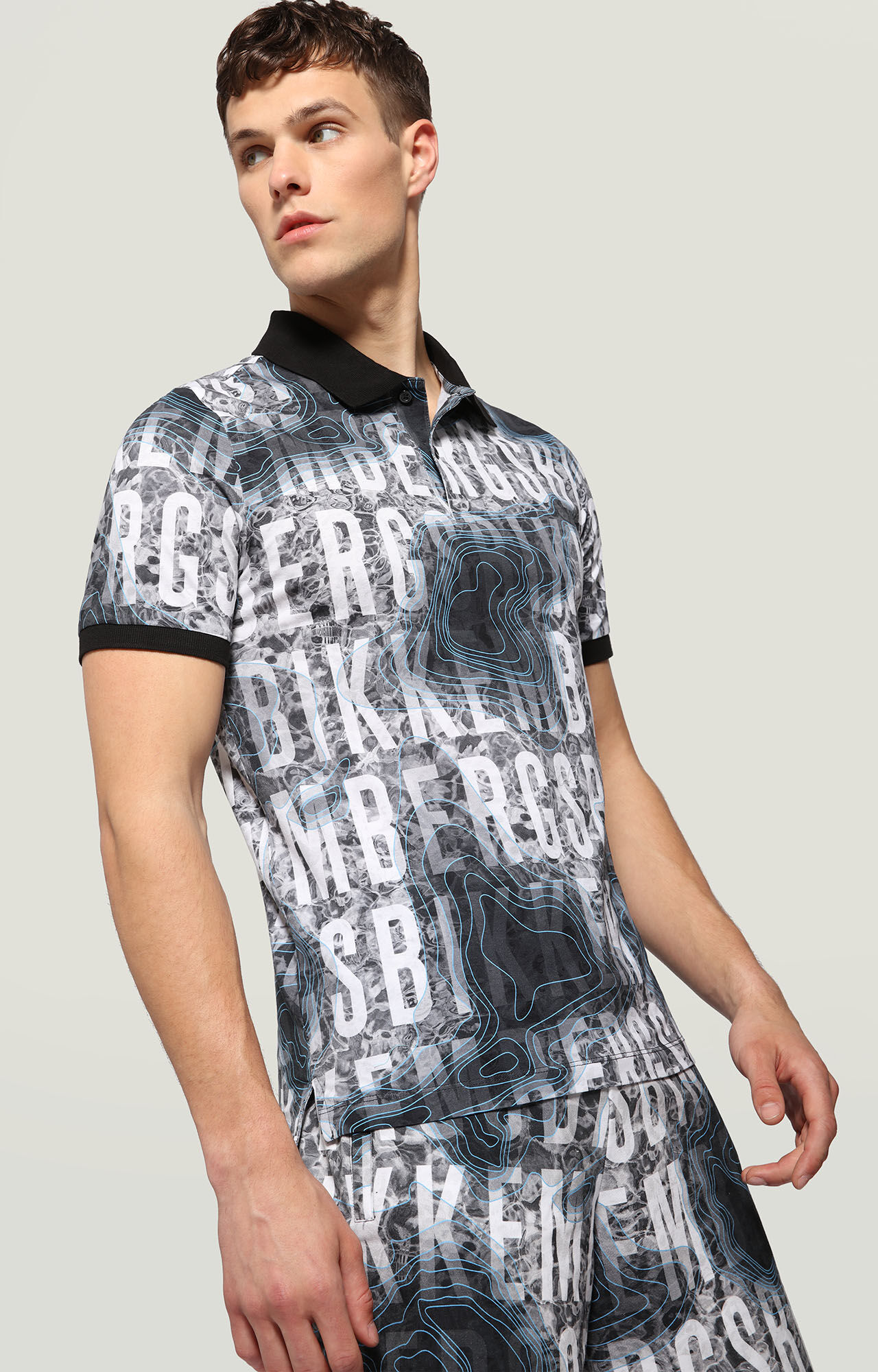 dirk bikkembergs Men's polo shirt with water map