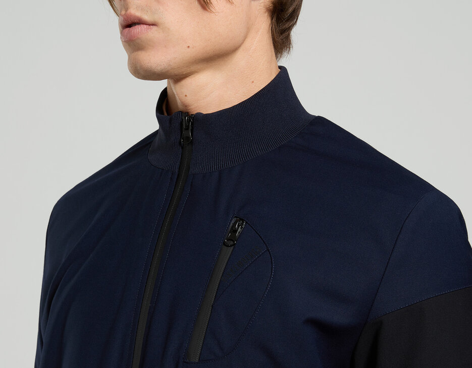Men's bomber jacket in fresco wool, BLACK IRIS Men's bomber jacket in fresco wool, BLACK IRIS, hi-res-1