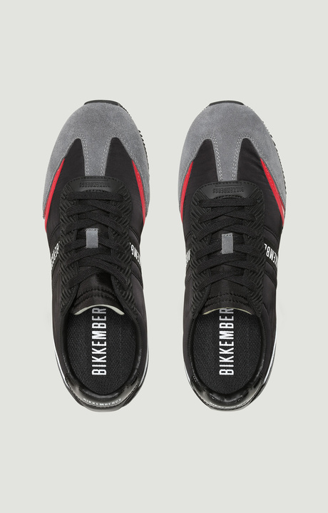 Multi-material men's sneakers - Jogger, BLACK/LAVAGNA, hi-res-1