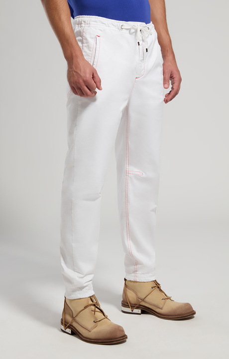 Men's pants with elasticized waist, WHITE, hi-res-1
