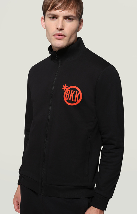 Men's sweatshirt with zipper, BLACK, hi-res-1