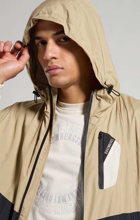 Colour block men's jacket, OLIVE GREY, hi-res-1