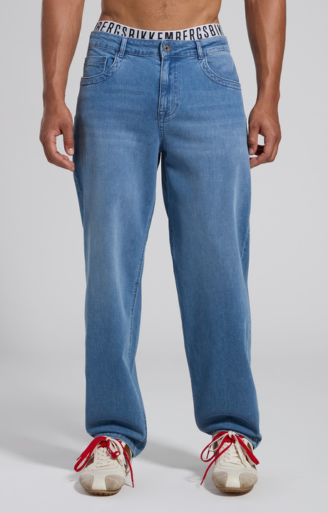 Men's blue regular-fit straight-leg jeans, L1 BLUE DENIM , hi-res-1