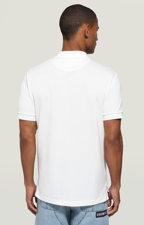 Men's polo shirt - cotton pique, WHITE, hi-res-1