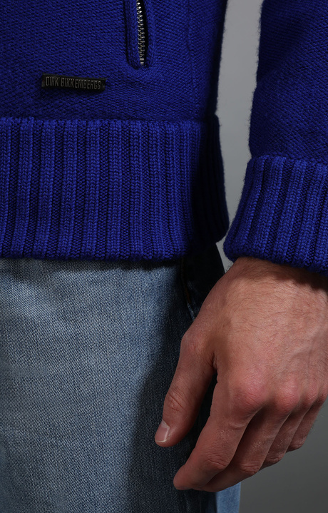 Men's electric blue cardigan with quilted lining, BLUE, hi-res-1