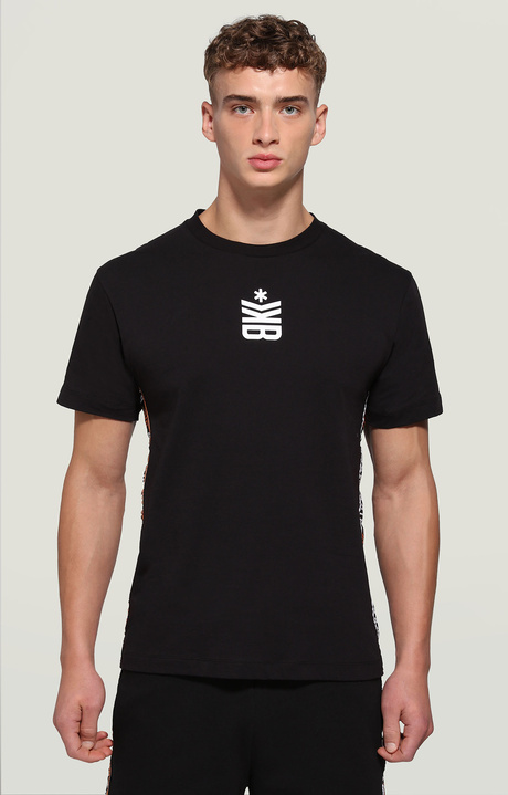 Men's print T-shirt with tape, BLACK, hi-res-1