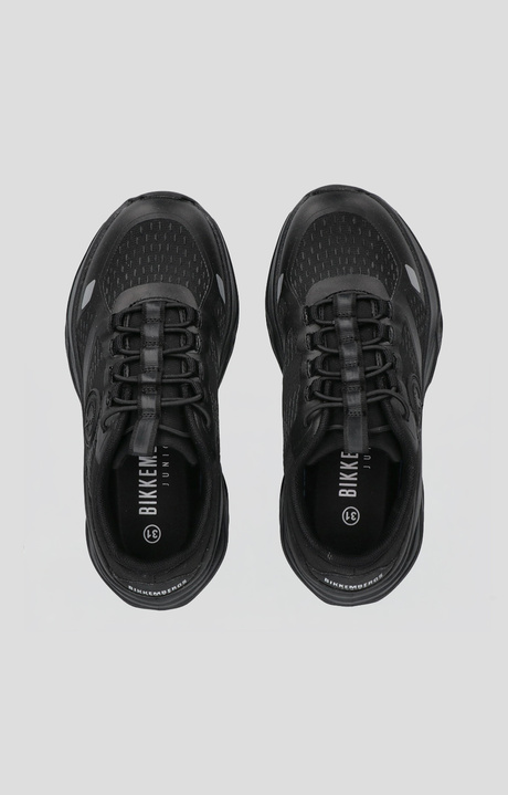 Low-top black sneaker for Boys with front lacing and a sporty design, BLACK, hi-res-1