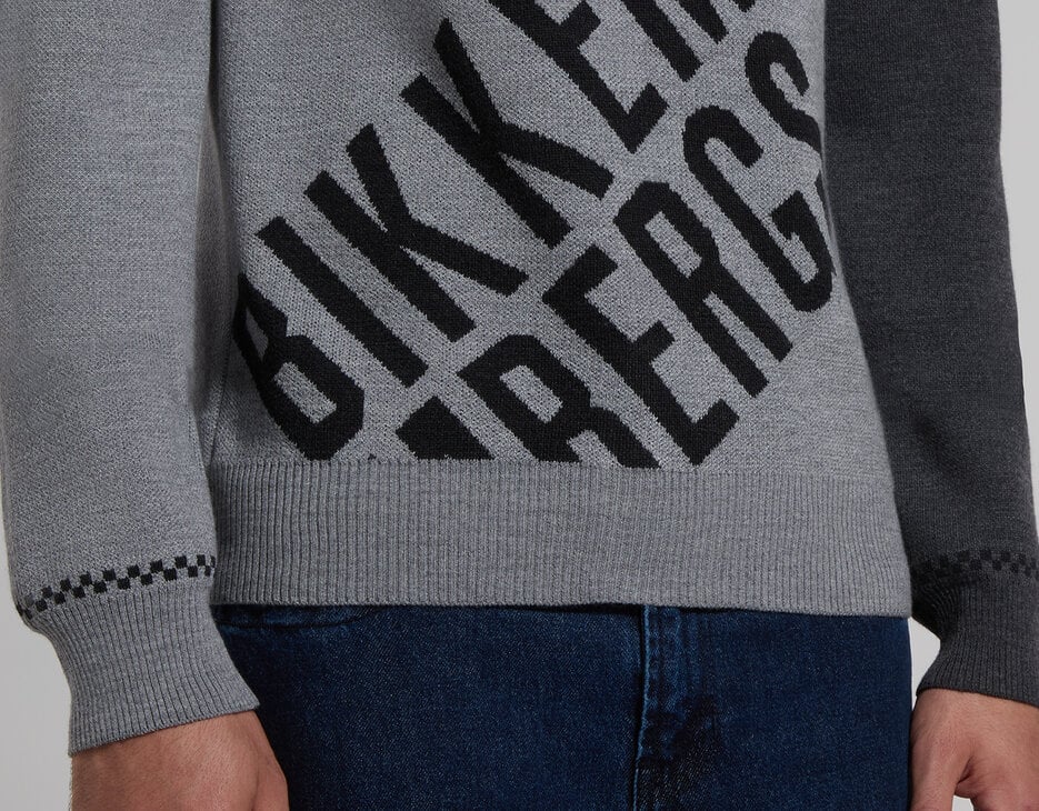 Color-block men's pullover, GREY MELANGE MID/LIGH Color-block men's pullover, GREY MELANGE MID/LIGH, hi-res-1