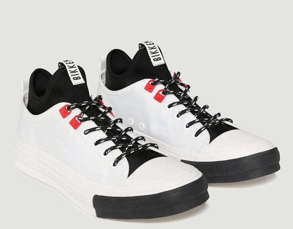 Men's sneakers in canvas with stretch insert - Amold, WHITE Men's sneakers in canvas with stretch insert - Amold, WHITE, hi-res-1