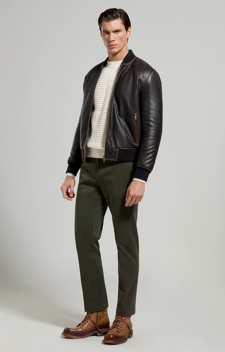 Men's leather bomber, BLACK, hi-res-1