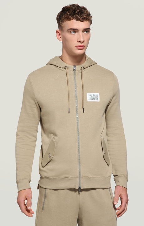 Men's sweatshirt with patch, DARK BEIGE, hi-res-1