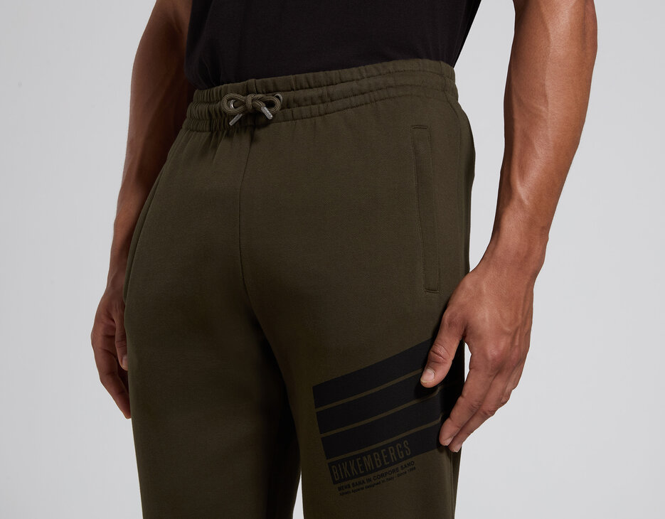 Men's green cotton sweatpants with contrast print, FOREST NIGHT, hi-res-1