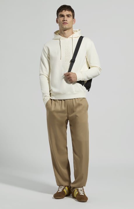 Men's hoodie with chest logo, MARSHMALLOW, hi-res-1