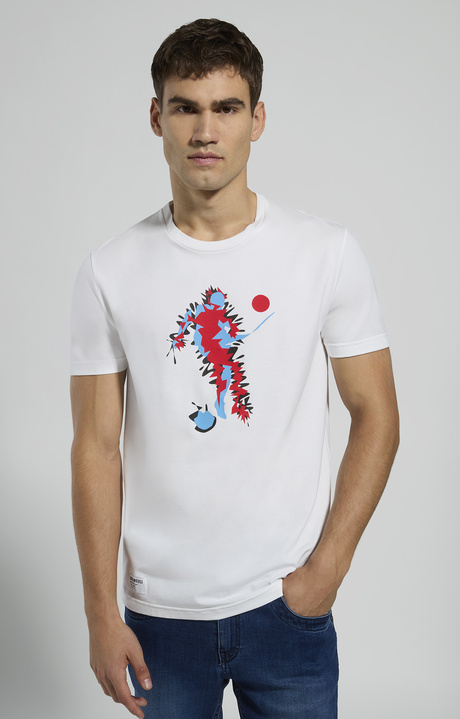 Men's soccer-print T-shirt, WHITE, hi-res-1