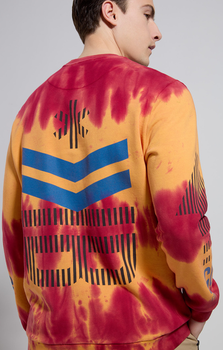 Men's overdyed sweatshirt, FESTIVAL FUCSIA/SULPHUR, hi-res-1
