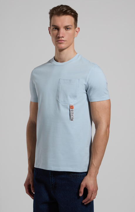 Slim fit men’s T-shirt with chest pocket, CELESTIAL BLUE, hi-res-1