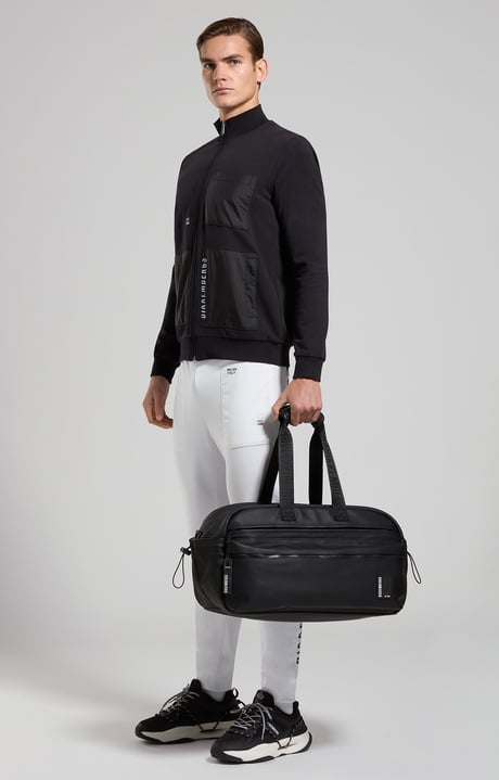 Men's sweatshirt with nylon details, BLACK, hi-res-1