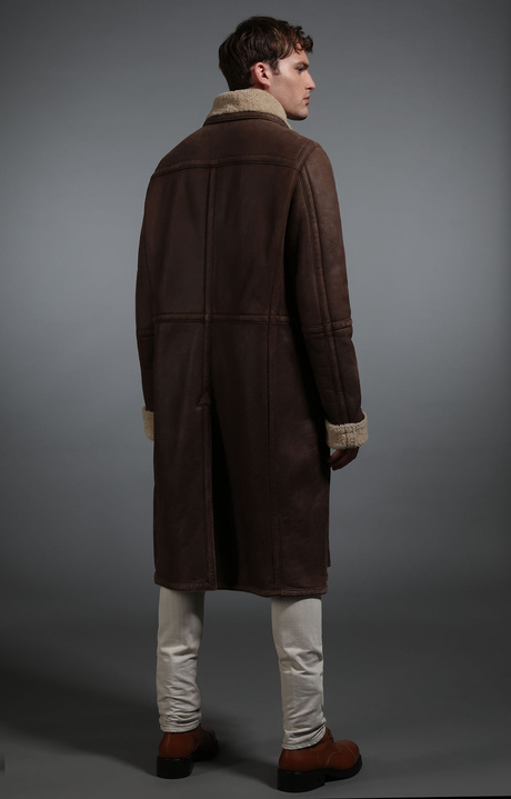Men's full-length sheepskin coat, BROWN, hi-res-1