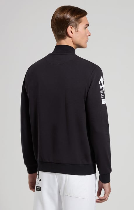Men's sweatshirt with nylon details, BLACK, hi-res-1