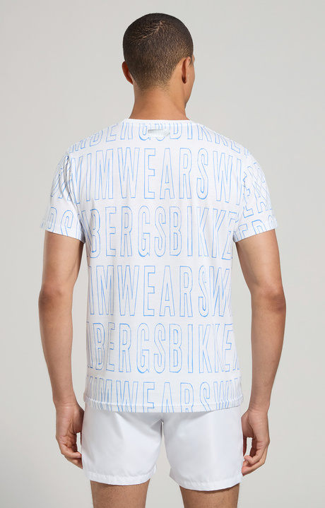 Men's pencil print beachwear T-shirt, WHITE, hi-res-1