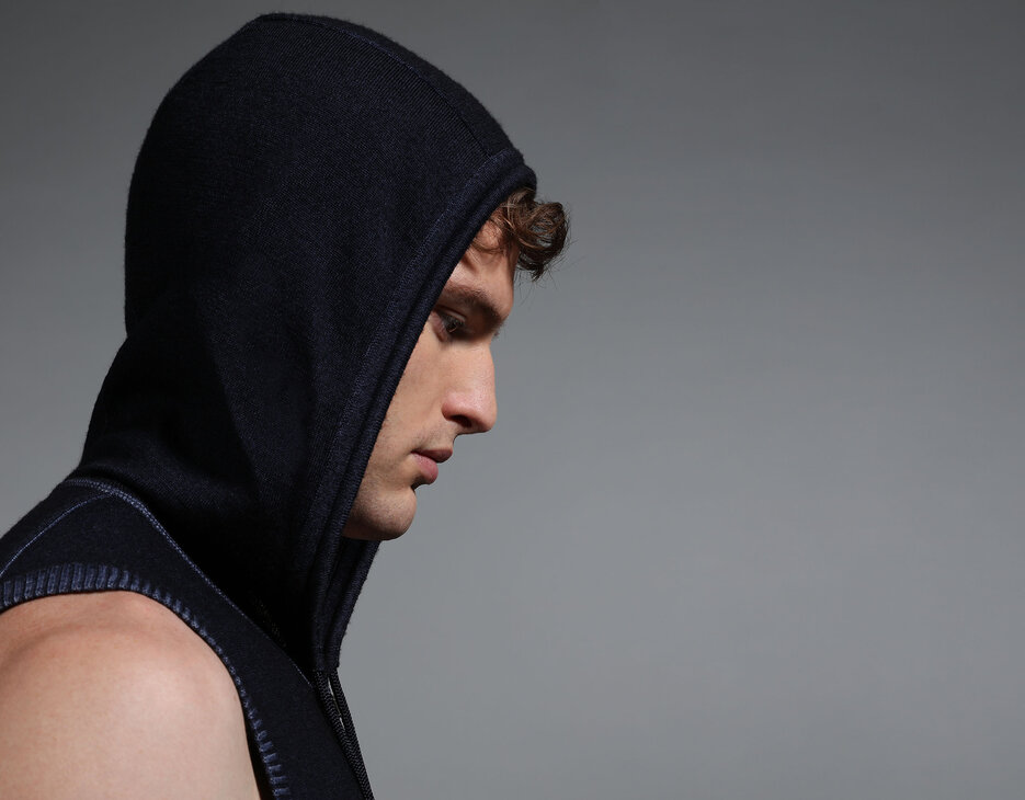 Men's sleeveless knitted gilet, NAVY Men's sleeveless knitted gilet, NAVY, hi-res-1