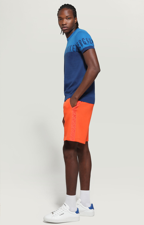 Men's fleece shorts with contrast inserts, ORANGE, hi-res-1