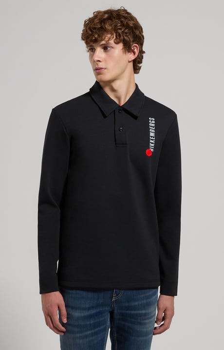 Long-sleeve polo shirt for men, BLACK Long-sleeve polo shirt for men, BLACK, hi-res-1