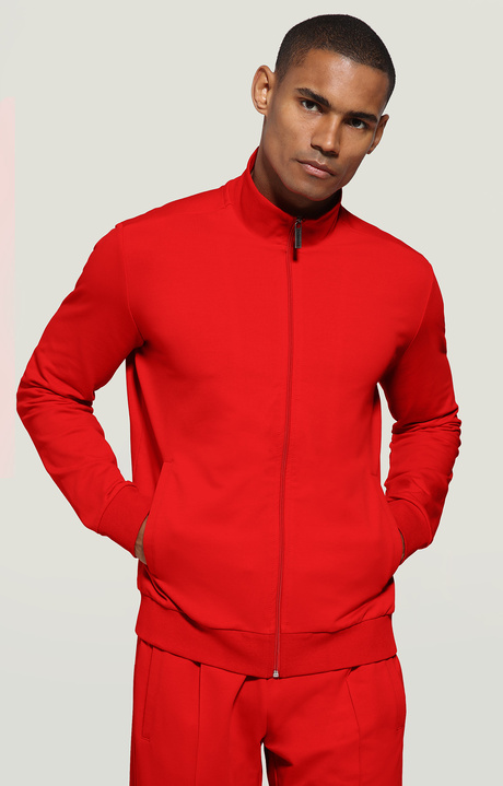 Men's sweatshirt with tape, RED, hi-res-1