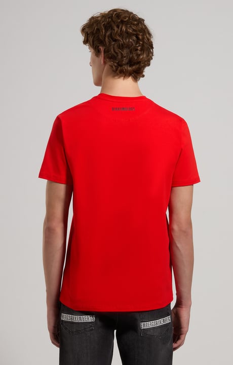 Slim fit men’s T-shirt with “Pioneer” print, FIERY RED Slim fit men’s T-shirt with “Pioneer” print, FIERY RED, hi-res-1