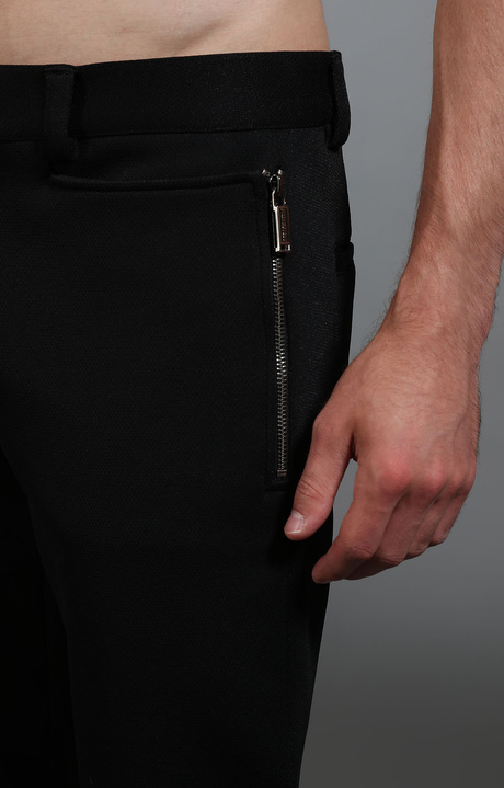 Pantaloni uomo nero con tasche zip, BLACK, hi-res-1