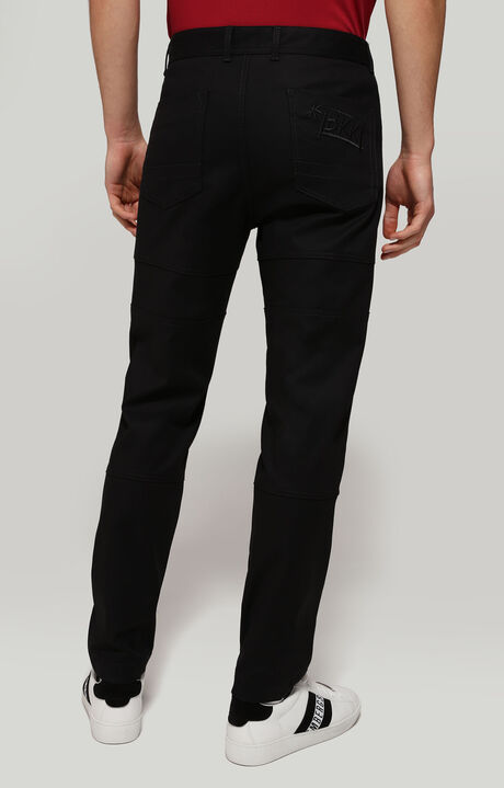 Men's pants with intarsia, BLACK, hi-res-1