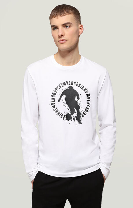Men's long sleeve T-shirt with dirty logo, OPTICAL WHITE, hi-res-1
