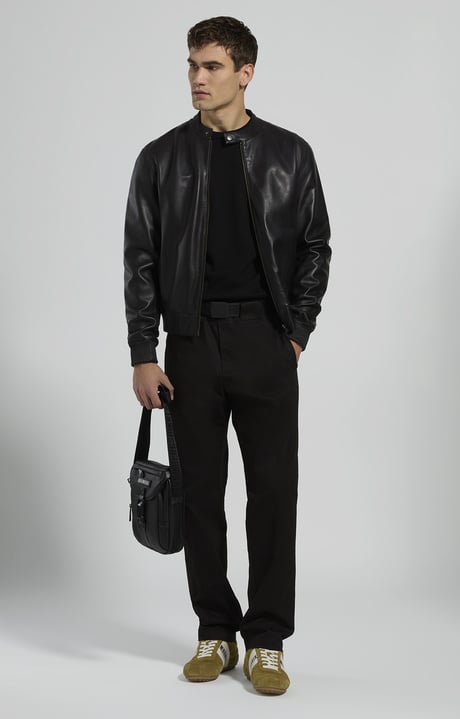 Men's pants with integrated belt, BLACK, hi-res-1