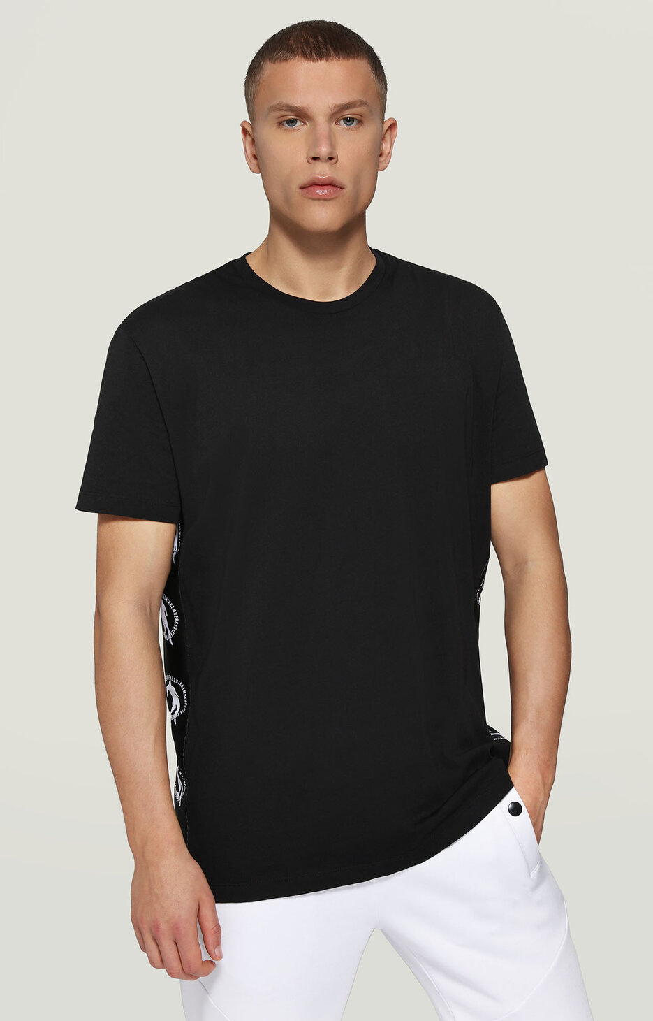 Men's T-shirt with soccer print, BLACK Men's T-shirt with soccer print, BLACK, hi-res-1