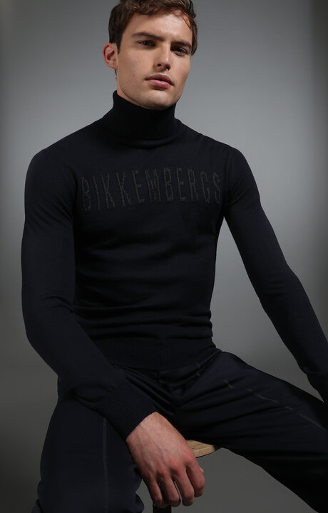 bikkembergs Blue Men's navy turtleneck sweater
