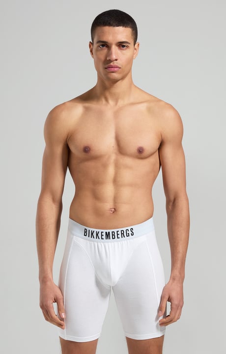 Men's long boxer briefs, WHITE Men's long boxer briefs, WHITE, hi-res-1