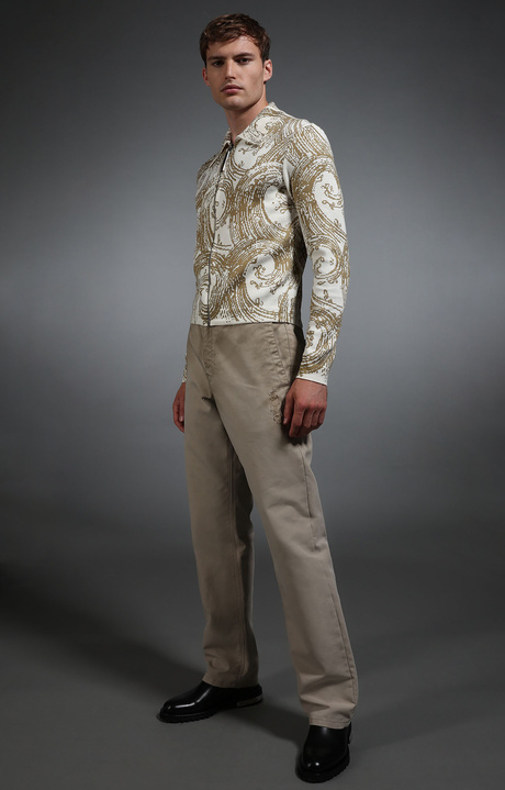 Men's printed knit cardigan, WHITE PRINT, hi-res-1