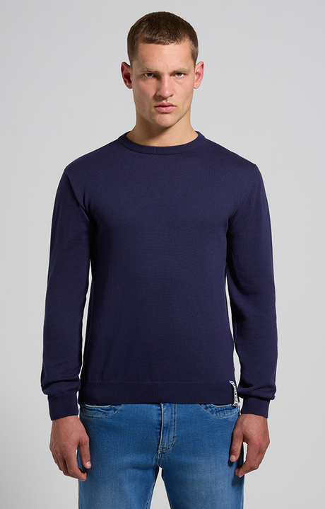 Men's knit pullover with insert panel, BLACK IRIS, hi-res-1