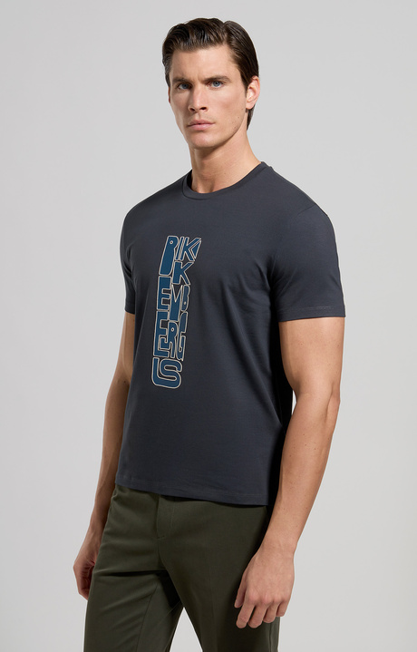 Men's slim fit print T-shirt, BLUE GRAPHITE, hi-res-1